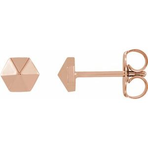 14K Rose Hexagon Earrings