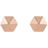 14K Rose Hexagon Earrings