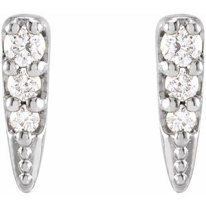 14K White .07 CTW Natural Diamond Spike Earrings