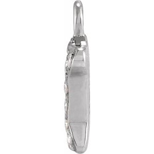 14K White Petite Pavé™ .04 CTW Natural Diamond Dog Bone Dangle