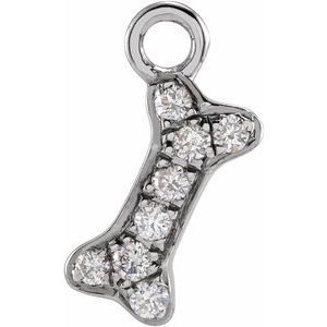 14K White Petite Pavé™ .04 CTW Natural Diamond Dog Bone Dangle