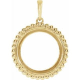 14K White Coin Frame Pendant Mounting for 13 mm Coin