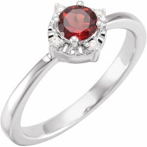 14K White Natural Mozambique Garnet & .04 CTW Natural Diamond Halo-Style Ring