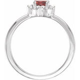 Sterling Silver Natural Mozambique Garnet & .04 CTW Natural Diamond Halo-Style Ring