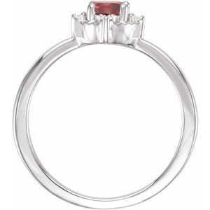 Sterling Silver Natural Mozambique Garnet & .04 CTW Natural Diamond Halo-Style Ring