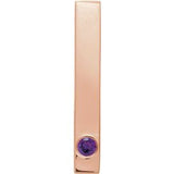 14K Rose Natural Amethyst Family Engravable Bar Pendant