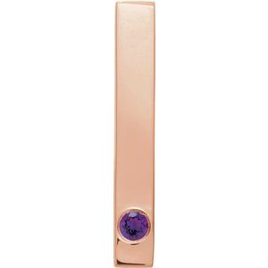 14K Rose Natural Amethyst Family Engravable Bar Pendant