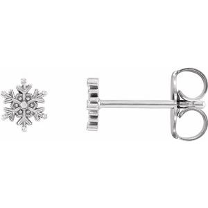 14K White Snowflake Stud Earrings