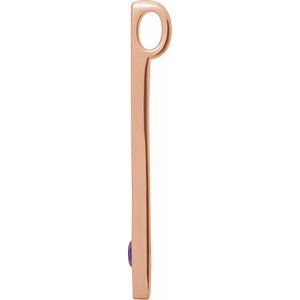 14K Rose Natural Amethyst Family Engravable Bar Pendant