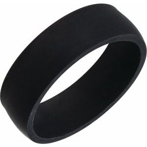 Black Silicone 7 mm Comfort-Fit Half Round Band Size 10