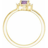 14K Yellow Natural Amethyst & .04 CTW Natural Diamond Halo-Style Ring