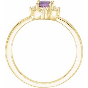 14K Yellow Natural Amethyst & .04 CTW Natural Diamond Halo-Style Ring