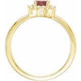 14K Yellow Natural Mozambique Garnet & .04 CTW Natural Diamond Halo-Style Ring