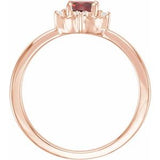 14K Rose Natural Mozambique Garnet & .04 CTW Natural Diamond Halo-Style Ring