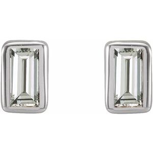 14K White .07 CTW Natural Diamond Bezel-Set Earrings