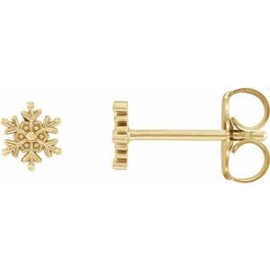14K Yellow Snowflake Stud Earrings