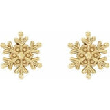 14K Yellow Snowflake Stud Earrings