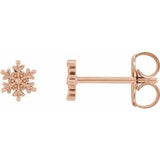 14K Rose Snowflake Stud Earrings