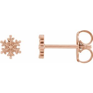 14K Rose Snowflake Stud Earrings