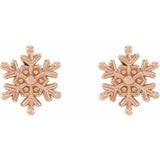 14K Rose Snowflake Stud Earrings