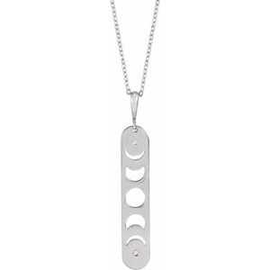 Platinum .01 CTW Natural Diamond Moon Phase Bar 16-18" Necklace