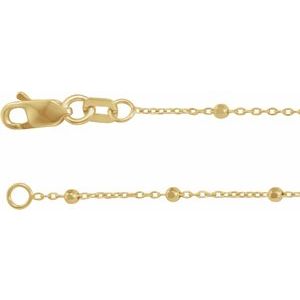 14K Yellow .85 mm Faceted Beaded Cable 7" Chain