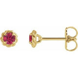14K Yellow 4 mm Lab-Grown Ruby Claw-Prong Rope Earrings