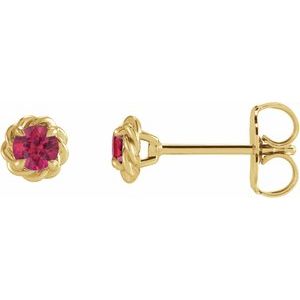 14K Yellow 4 mm Lab-Grown Ruby Claw-Prong Rope Earrings