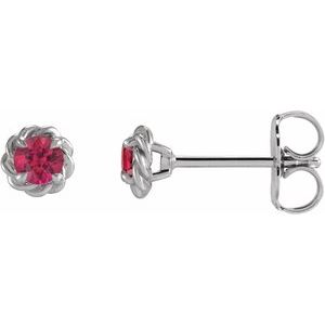 Sterling Silver 3 mm Natural Ruby Claw-Prong Rope Earrings