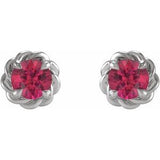 Sterling Silver 3 mm Natural Ruby Claw-Prong Rope Earrings