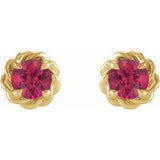 14K Yellow 4 mm Lab-Grown Ruby Claw-Prong Rope Earrings