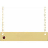 14K Yellow Natural Mozambique Garnet Engravable Bar 16-18" Necklace