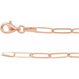 14K Rose 2.6 mm Paperclip-Style 7" Chain