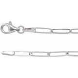 14K White 2.6 mm Paperclip-Style 7" Chain
