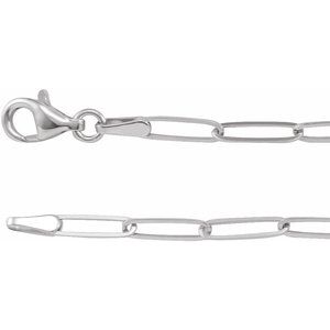 14K White 2.6 mm Paperclip-Style 7" Chain