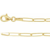 14K Yellow 2.6 mm Paperclip-Style 7" Chain