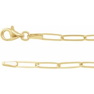 14K Yellow 2.6 mm Paperclip-Style 7" Chain