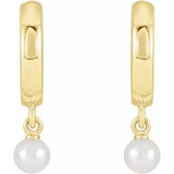 14K Yellow Cultured Seed Pearl Hoop Earrings