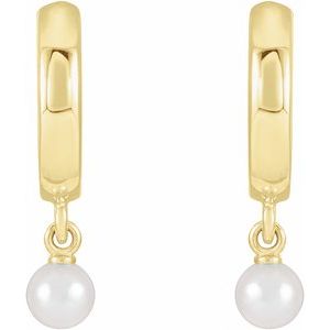 14K Yellow Cultured Seed Pearl Hoop Earrings