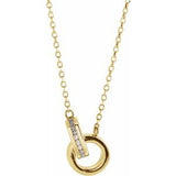 14K Yellow .08 CTW Natural Diamond Interlocking Circle 18" Necklace