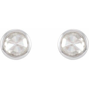 14K White .05 CTW Rose-Cut Natural Diamond Bezel-Set Earrings