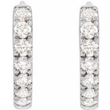 14K White 1/5 CTW Lab-Grown Diamond 10 mm Hoop Earrings