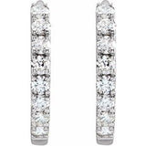14K White 1/5 CTW Lab-Grown Diamond 12 mm Hoop Earrings