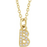 14K Yellow .05 CTW Natural Diamond Petite Initial B 16-18" Necklace