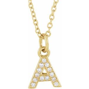 14K Yellow .05 CTW Natural Diamond Petite Initial A 16-18" Necklace