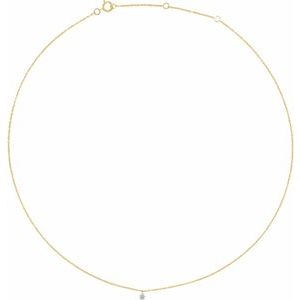 14K Yellow 1/6 CT Drilled Natural Diamond Solitaire 16-18" Necklace