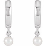 Platinum Cultured Seed Pearl Hoop Earrings