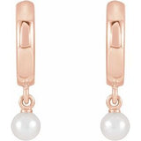 14K Rose Cultured Seed Pearl Hoop Earrings