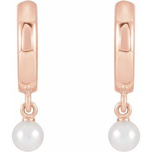 14K Rose Cultured Seed Pearl Hoop Earrings