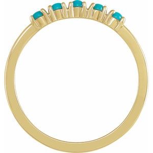 14K Yellow Natural Turquoise Cabochon Stackable Ring